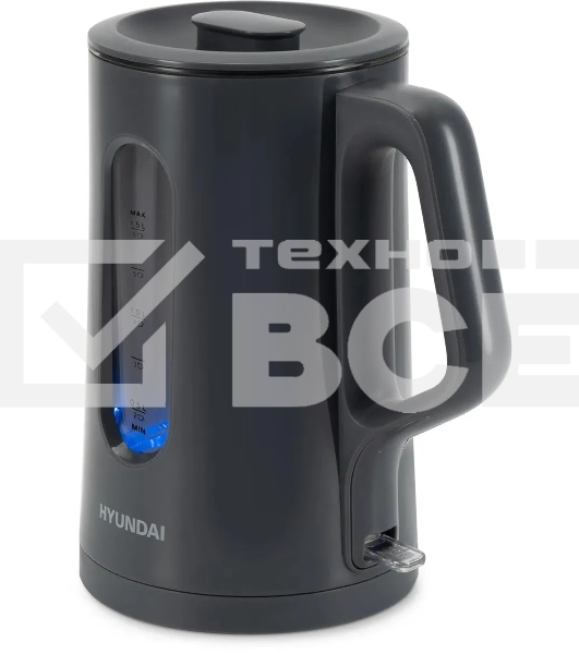 Чайник электрический Hyundai HYK-G4508 1.5л. 1700Вт серый/прозрачный корпус: стекло