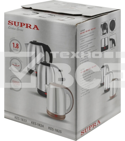 Чайник электрический SUPRA KES-1824 1.8л. 1500Вт серебристый/черный (корпус: нержавеющая сталь)