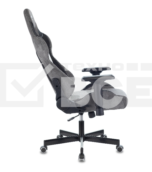 Кресло игровое Zombie VIKING 7 KNIGHT Fabric серый Loft ромбик текстиль/эко.кожа с подголов. крестовина металл