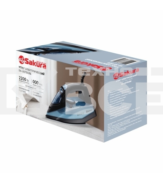 Утюг Sakura SA-3075CBK 380мл, 2400 Вт,керам, черный/синий