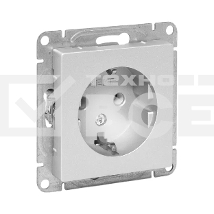 Механизм розетки EKF UP1-SOA-110 16А, с заземлением, без шторок, алюминий Эпика