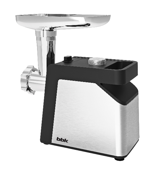 Мясорубка электрическая BBK MG2010 металлик/черный, 2000 Вт, 2.0 кг/мин, реверс, защита от перегрузки, металлический лоток, насадки - 4