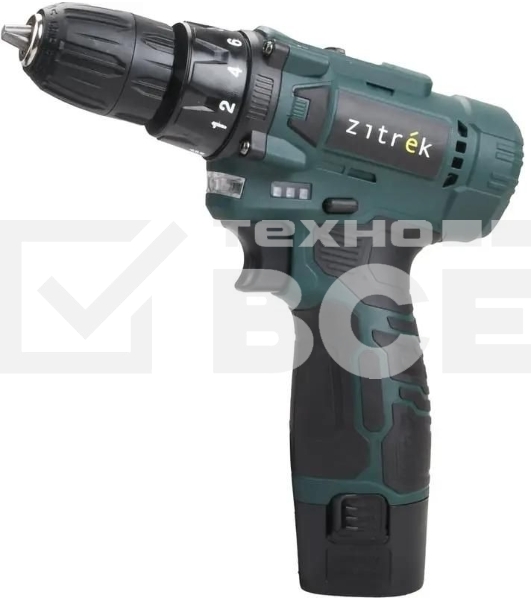 Дрель-шуруповерт Zitrek Green 12V Plus 085-1014, Аккумуляторная, 12В, 2 АКБ
