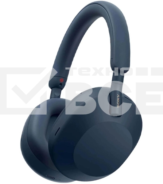 Беспроводные/проводные наушники Sony WH-1000XM5 синий, полноразмерные, Bluetooth + проводной, активное шумоподавление, до 30 ч