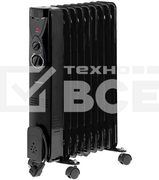 Масляный обогреватель Centek CT-6201 (9 секций) черный, 2000 Вт, 20 м2, термостат
