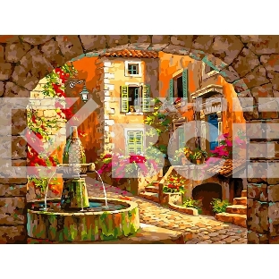 Картина по номерам БЕЛОСНЕЖКА 955-AS Дворик с фонтаном