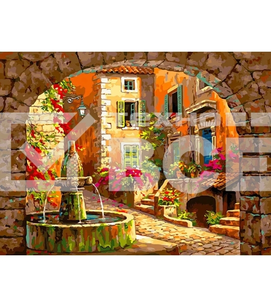 Картина по номерам БЕЛОСНЕЖКА 955-AS Дворик с фонтаном