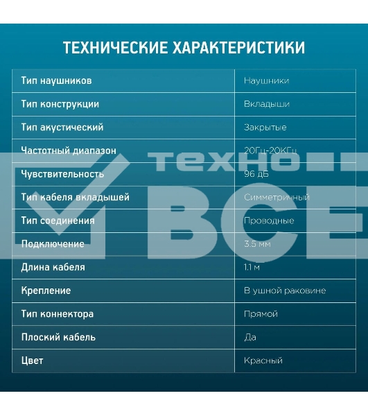 Проводные наушники Oklick HP-S-210 красный, внутриканальные, jack 3.5 мм