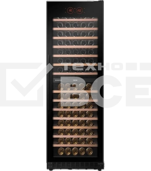 Винный шкаф встраиваемый Maunfeld MBWC-415D171, вместимость: 171 бутылок, черный