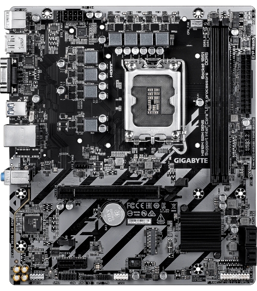 Материнская плата Gigabyte H810M S2H GEN5, LGA 1851, Intel H810, 2xDDR5, 4xSATA, 1xM.2, 1xPCIe 5.0 x16, 1xPCIe x1, 1xVGA, 1xHDMI, 1xDP, 1x1Gb LAN, 4xUSB-A 5Gbps, 2xUSB-A 2.0, 1xPS/2, 3x3.5 мм, 7.1, mATX