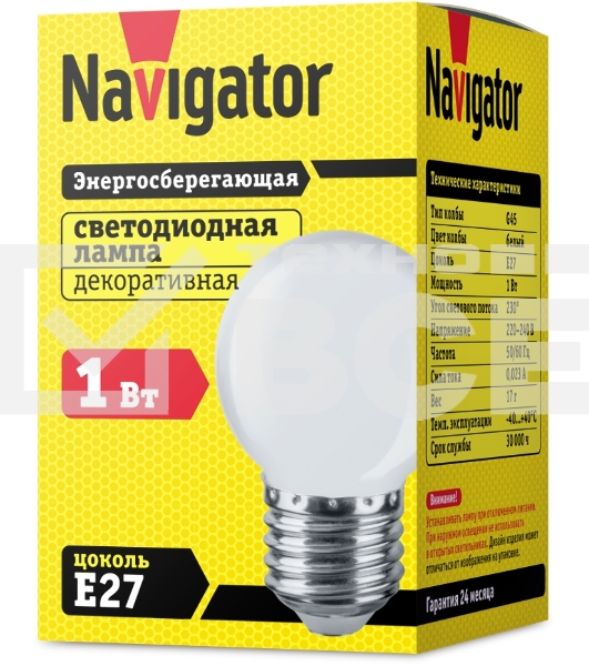 Лампа светодиодная Navigator 61 243 NLL-G45-1-230-W-E27
