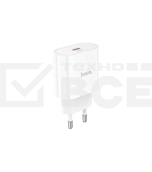 Блок питания (сетевой адаптер) HOCO C94A Metro 1xUSB-C с кабелем Type-C-Type-C, 3.0A, 20W, белый