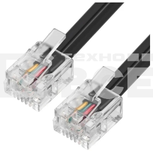 Патч-корд телефонный ExeGate TC4P4C-2M (шнур для телефонной трубки, витой, RJ-10 (4P-4C), 2м, черный)