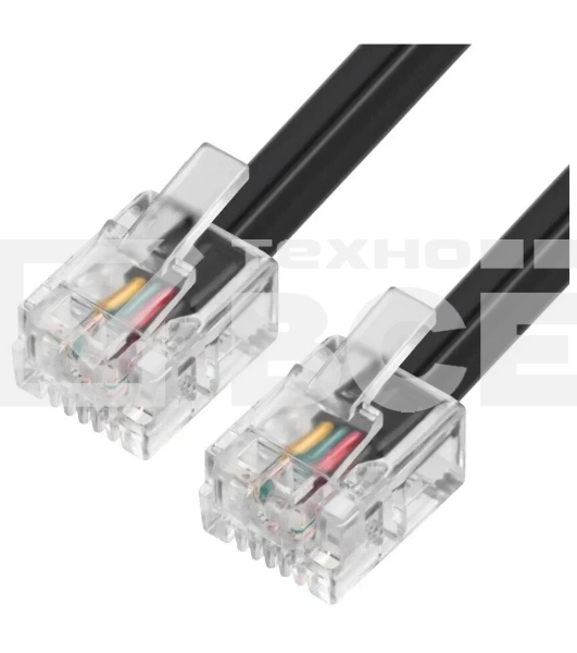 Патч-корд телефонный ExeGate TC4P4C-2M (шнур для телефонной трубки, витой, RJ-10 (4P-4C), 2м, черный)