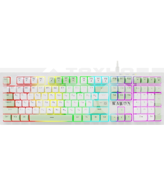 Клавиатура проводная игровая Defender Karon GK-129 RU,белый/зеленый