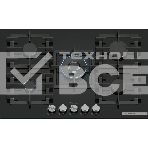Газовая варочная панель Bosch PPQ7A6I45, 75 см, закаленное стекло, черная, 5 конфорок, 1 WOK-конфорка c 2 контурами пламени, 1 конфорка повышенной мощности, FlameSelect, индивидуальные чугунные решетки, газ-контроль, автоматический электроподжиг, сделано в Испании, фото 1