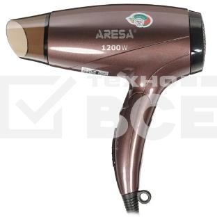 Фен ARESA AR-3214 коричневый/черный, 1250 Вт, компактный