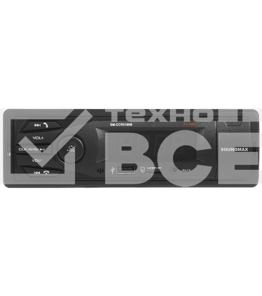 Автомагнитола Soundmax SM-CCR3169B, 1 DIN, Bluetooth, USB Type-A, AUX