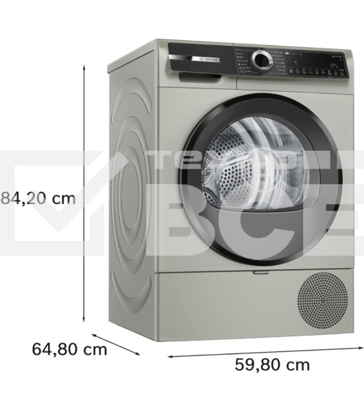 Сушильная машина с тепловым насосом Bosch WQK2521XME Serie 6, макс.загрузка - 10 кг, Класс энергоэфф-ти: A++, LED-дисплей с текстовой информацией. 15 автопрограмм сушки,Easy Clean with A++,габариты: 842x598x613 mm, серебристый