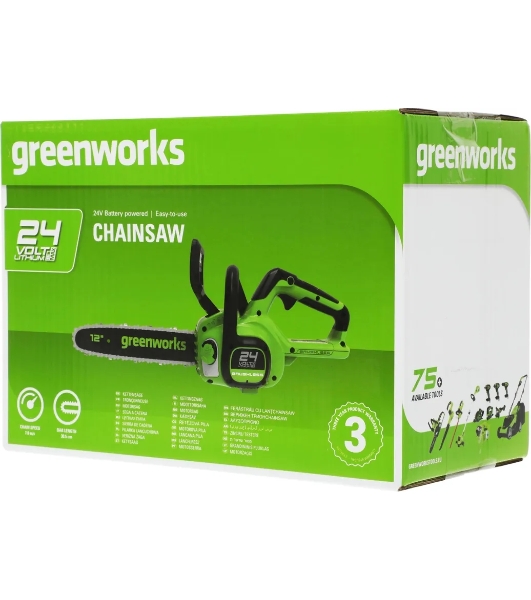 Цепная пила аккумуляторная Greenworks GD24CS30, 24V, 30 см, бесщеточная, без АКБ и ЗУ [2007007]