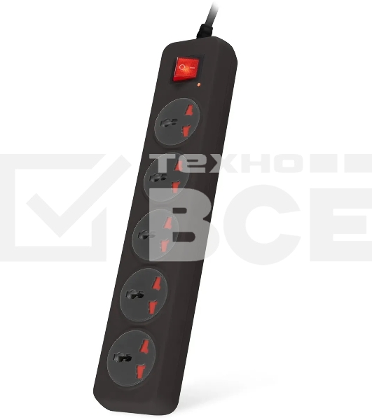 Сетевой фильтр Buro 500UNH-1.8-BG 1.8м (5 розеток) черный/серый (коробка)