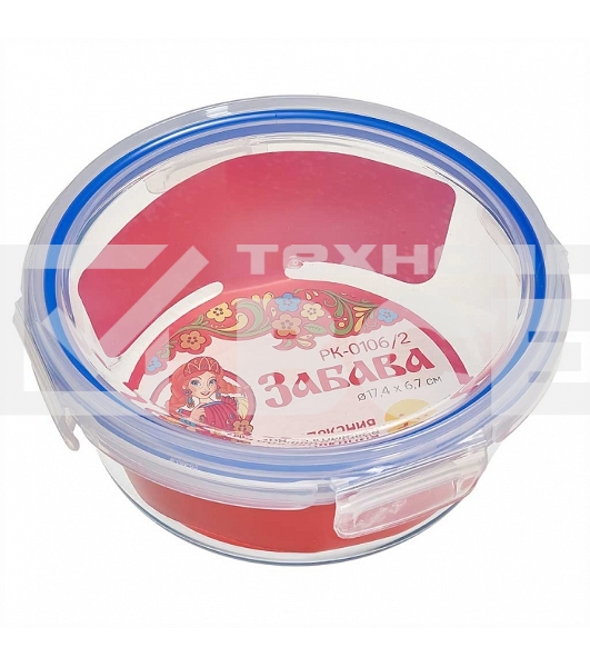 Форма для запекания ЗАБАВА РК-0106/2 круглая с герм.крышкой из жаропр. стекла 1,0 л 17,4*6,7 см