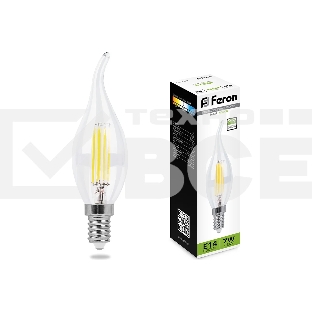 Лампа светодиодная Feron LB-167 (25873) 7 вт Е14 белый свеча на ветру FILAMENT диммируемая
