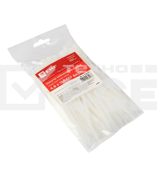 Хомут кабельный 4.8х150 нейл. белый (уп. 100 шт) EKF plc-c-4.8x150