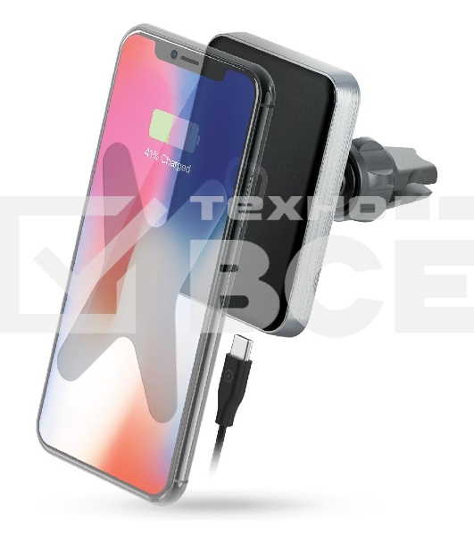 Автомобильное беспроводное зарядное устройство Qumo PowerAid Qi C Charger V2 (Charger 0009), 10 Вт, 1 контур