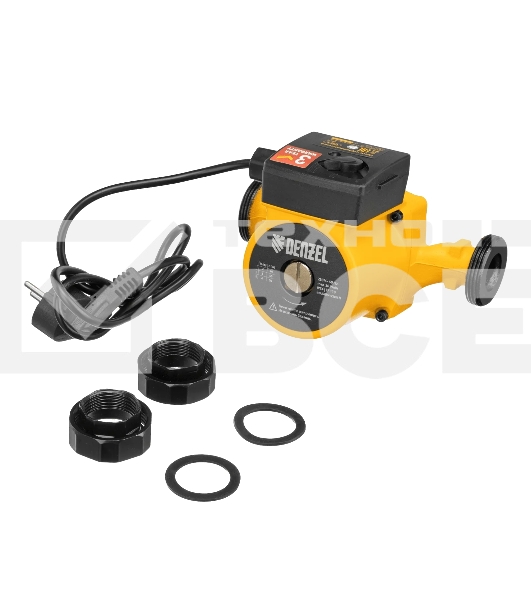 Циркуляционный насос Denzel CP25-4, напор 4 м, 50 л/мин, 1 м кабель, монт. длина 180 мм