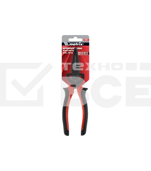 Длинногубцы Matrix black nickel 200 мм, изогнутые, двухкомпонентные рукоятки