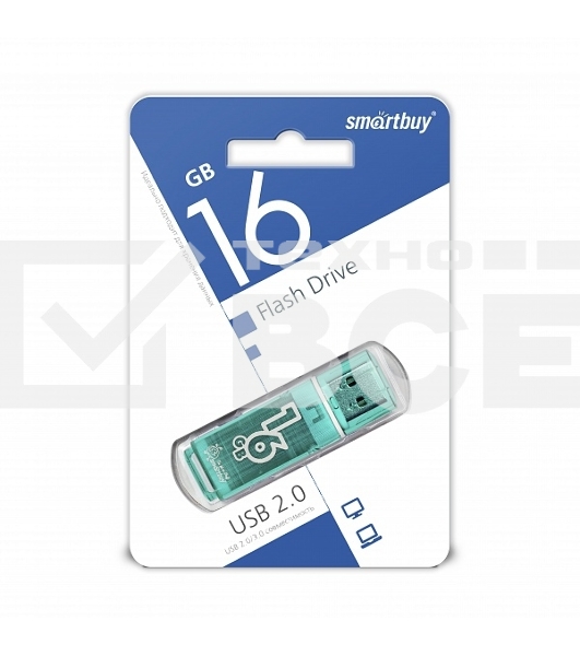 Флеш диск 16Gb Smart Buy Glossy series Green