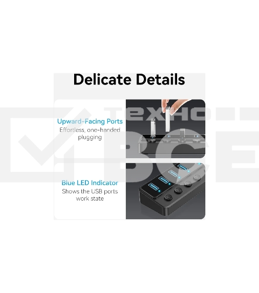 Концентратор Vention OTG USB 3.0 на 7 портов черный