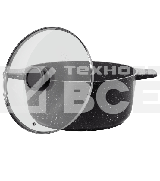 Кастрюля Maunfeld GALAXITE MF24GLX01CR 24 см, 4 л из литого алюминия со стеклянной крышкой