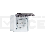 Розетка EKF EQR16-029-30-54-T PROxima Владивосток 1-местная 16А с заземлением с прозрачной крышкой IP54, фото 1