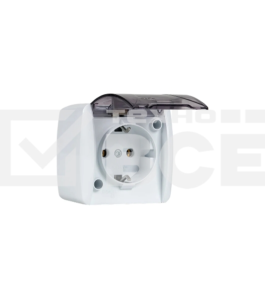 Розетка EKF EQR16-029-30-54-T PROxima Владивосток 1-местная 16А с заземлением с прозрачной крышкой IP54