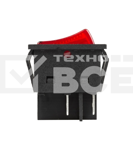 Выключатель клавишный 250V 30А (4с) ON-OFF красный с подсветкой  Rexant
