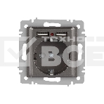 Розетка Intro Accent 6-410-09 P+E Schuko со шторками 16А-250В + 2хUSB IP20 СУ титан Б0063711, фото6