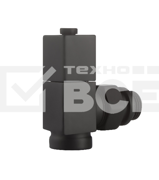 Набор дизайн-вентилей CUBE, угловой черный 1/2