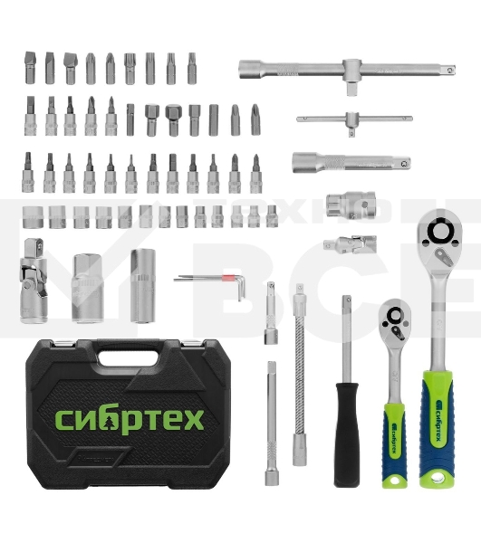 Набор инструментов Сибртех 13388 1/2', 1/4', пластиковый кейс, 94 предмета