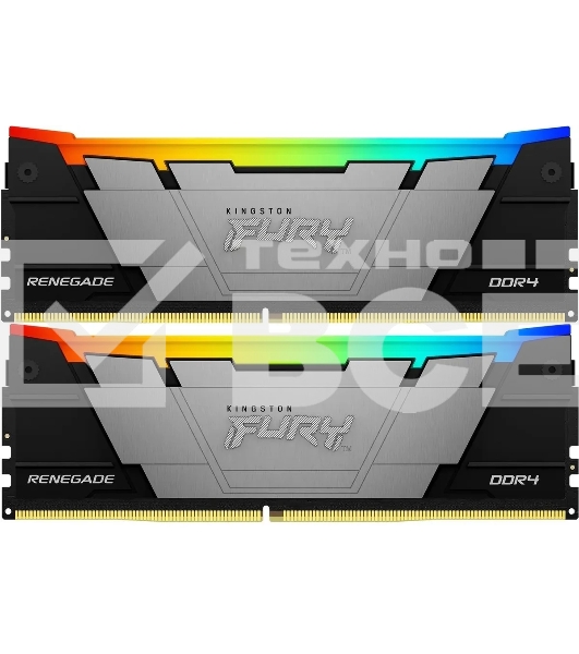 Оперативная память Kingston Fury Renegade, DDR4, 16GB (2x8GB), 4266MHz, CL19, с радиатором, RGB, серебристый/черный