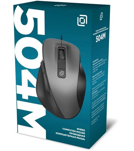 Мышь проводная Oklick 504M черный/серый, 3600 dpi, USB, кнопки - 6