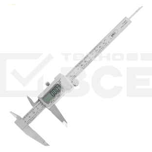 Электронный штангенциркуль Deli DL91200  200мм, метрическая/дюймовая конвертация, нержавеющая сталь, 3 кнопочное управление, светодиодный дисплей, 1,5В SR44.