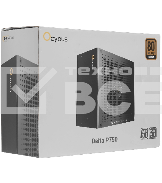 Блок питания 750W Ocypus Delta P750 (ATX, 80 PLUS Bronze, APFC, 20+4 pin, 120мм fan, PCI-E 6+2Px3, 8xSATA) (Delta-P750-B1FDBK024X-EU)