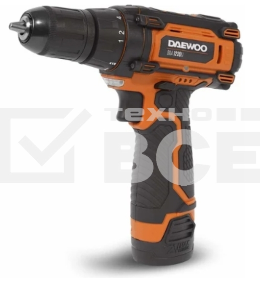 Дрель-шуруповерт аккумуляторная Daewoo DAA 1220Li, 12В, 2 АКБ, Кейс