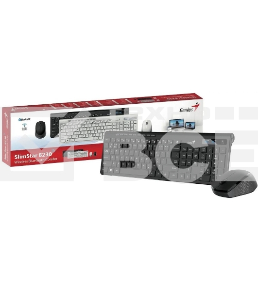 Комплект клавиатура+мышь Genius SlimStar 8230 беспроводной, USB + Bluetooth, 1000 DPI, чёрный