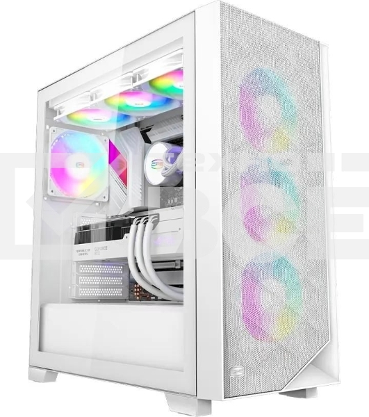Компьютерный корпус PCCooler C3D510 WH ARGb, Tempered Glass Full Tower, White, TG, 0.7 SPCC, 3x120мм ARGb E-ATX, ATX, mATX, mITX 170/390/410мм 2x2.5