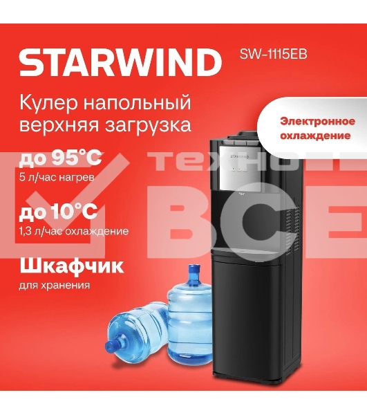 Кулер Starwind SW-1115EB напольный электронный черный
