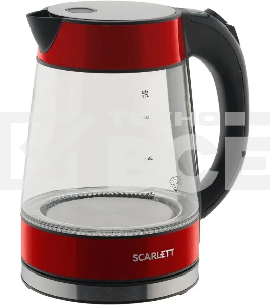 Чайник электрический Scarlett SC-EK27G79 красный, 2200 Вт, 1.7 л