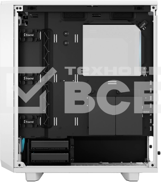 Компьютерный корпус без блока питания Fractal Design Meshify 2 Compact RGb TG Light Tint, Midi-Tower, 4x120мм RGb, 2xUSB-A 3.2 + 1xUSB 3.2 Type-C ATX, mATX, mITX белый